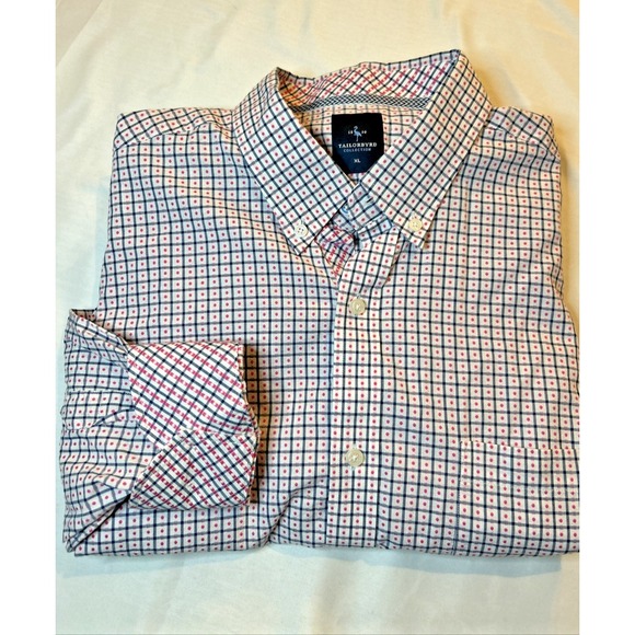 Tailorbyrd Other - TailorByrd Mens Pink Blue Geometric Button Up Shirt Flip Cuff Size‎ XL